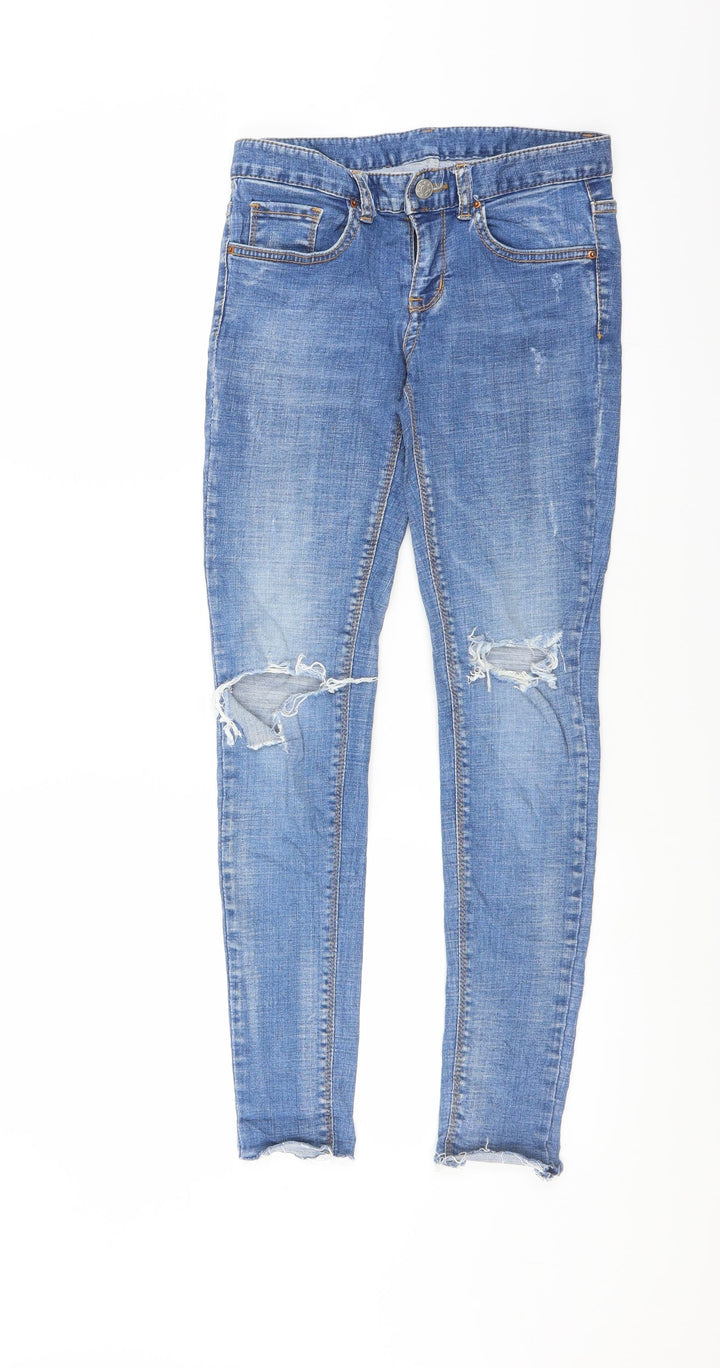 Preworn Womens Blue Denim Skinny Jeans Size 25 in L28 in - Distressed