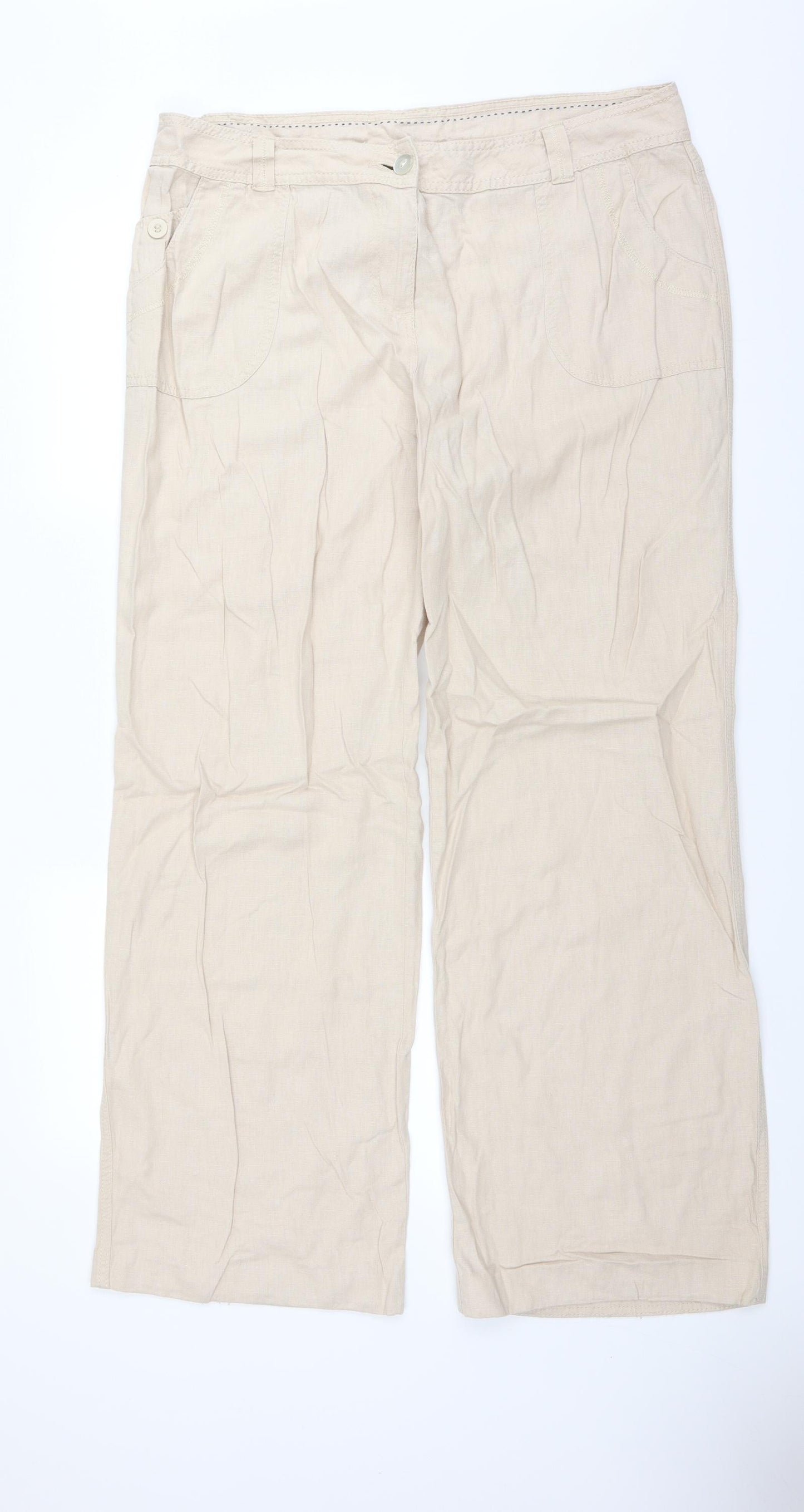 Marks and Spencer Womens Beige   Trousers  Size 18 L31 in - long Leg