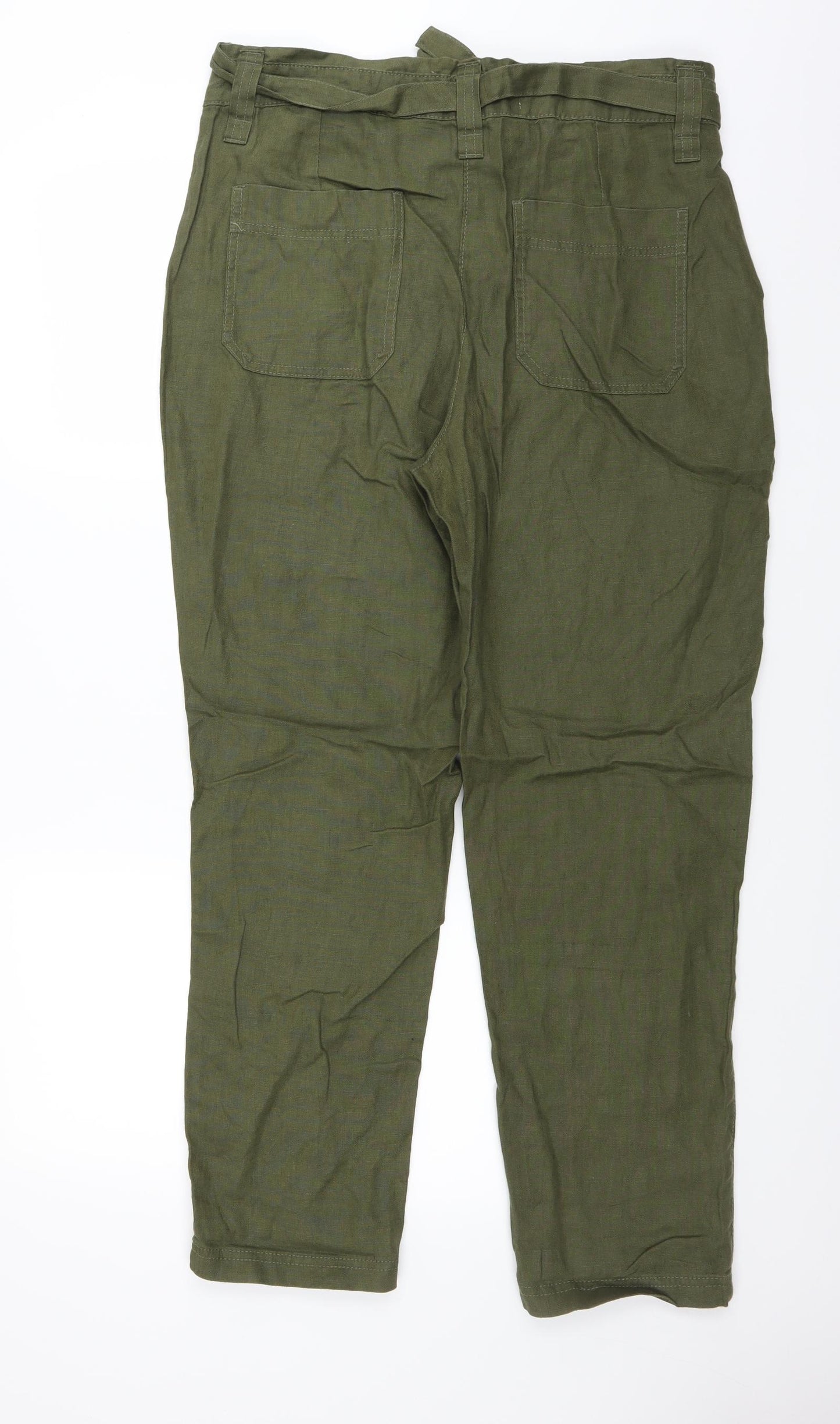 NEXT Womens Green   Trousers  Size 12 L28 in - paper bag waist tapered leg