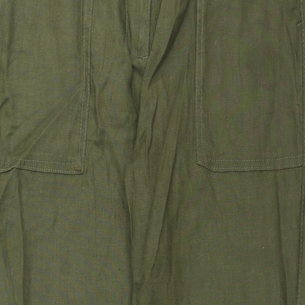 NEXT Womens Green   Trousers  Size 12 L28 in - paper bag waist tapered leg
