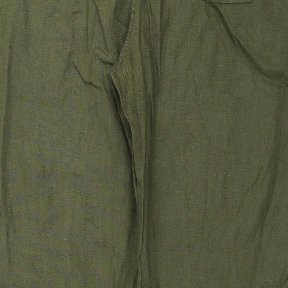 NEXT Womens Green   Trousers  Size 12 L28 in - paper bag waist tapered leg