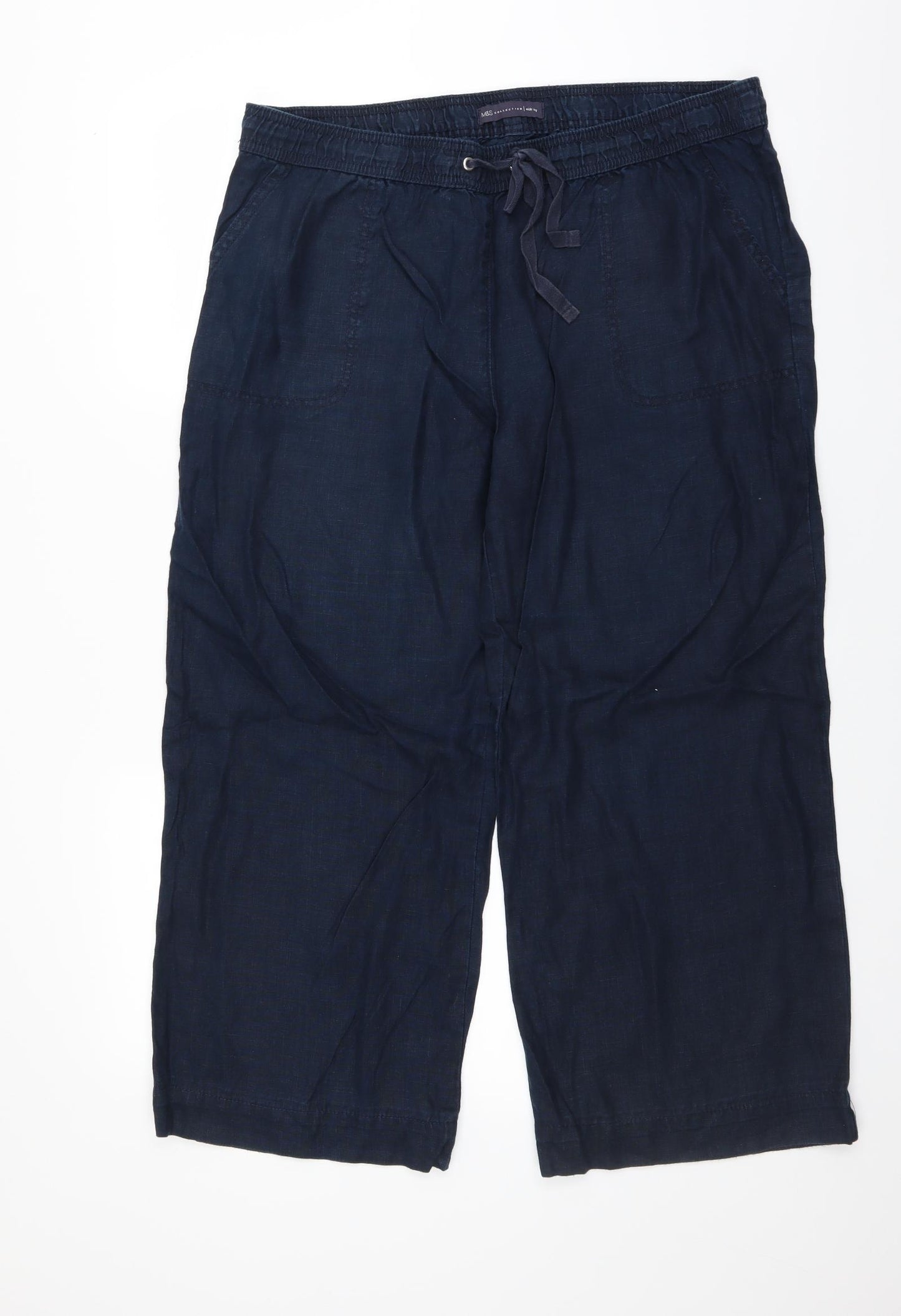Marks and Spencer Womens Blue   Trousers  Size 16 L24 in - cropped wide leg