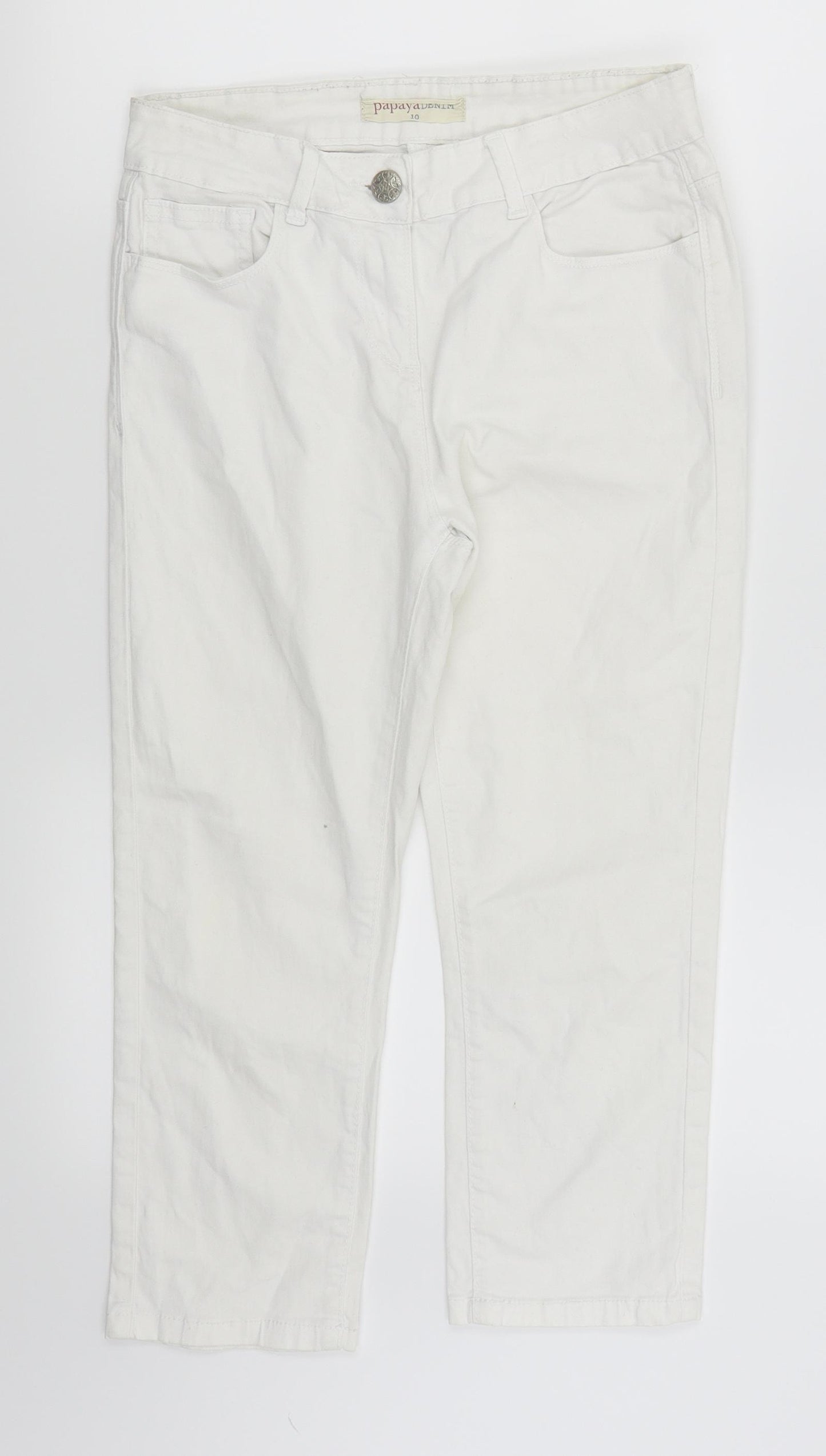 Papaya Womens White   Cropped Jeans Size 10 L20 in