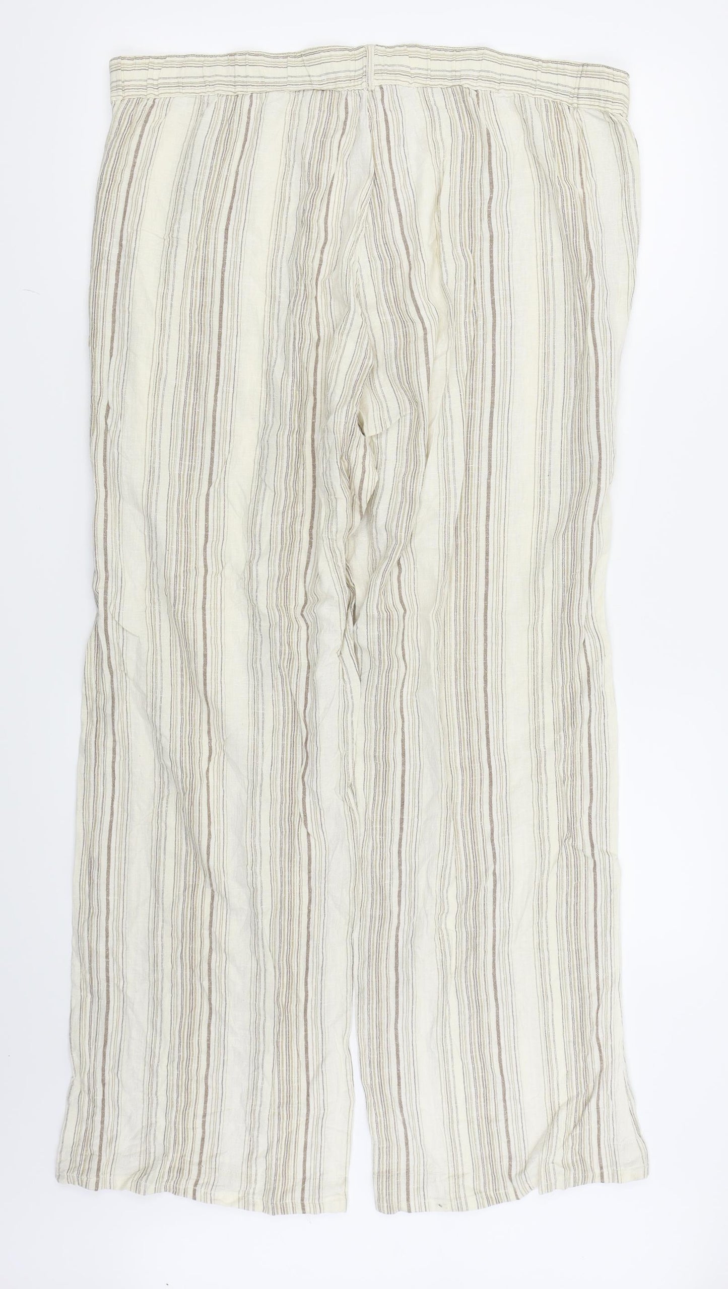 Zizzi Womens Beige Striped  Trousers  Size M L28 in