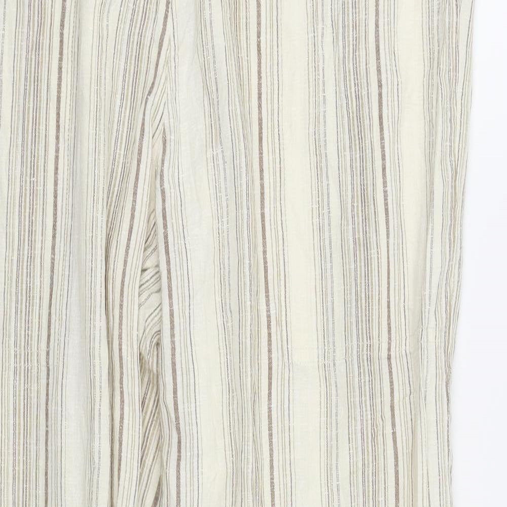 Zizzi Womens Beige Striped  Trousers  Size M L28 in