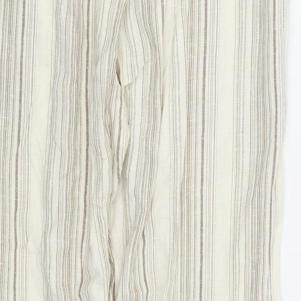 Zizzi Womens Beige Striped  Trousers  Size M L28 in