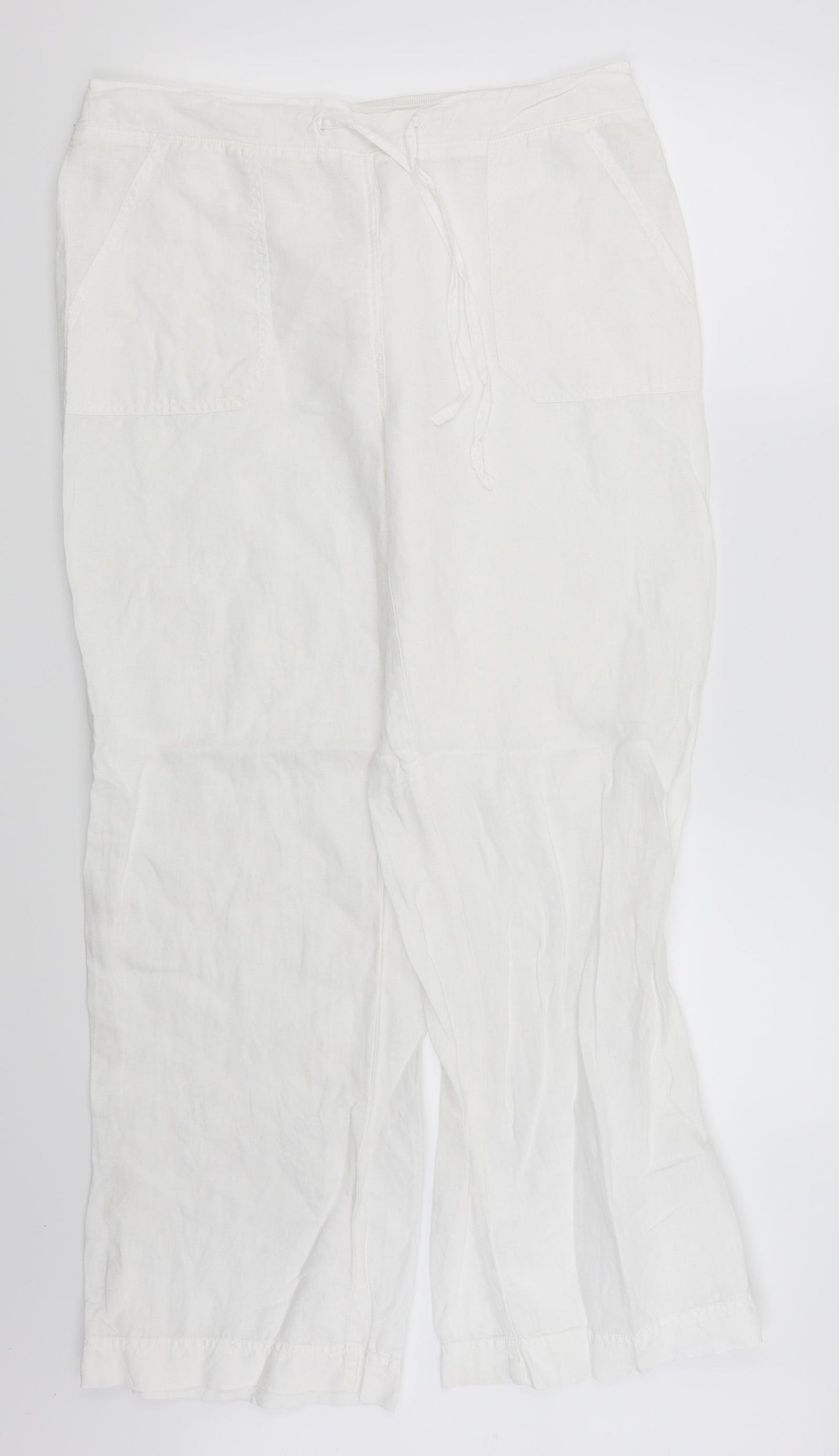 M&S Womens White   Trousers  Size 14 L27 in