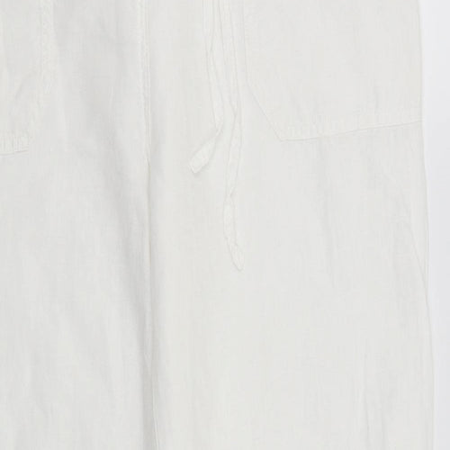 M&S Womens White   Trousers  Size 14 L27 in