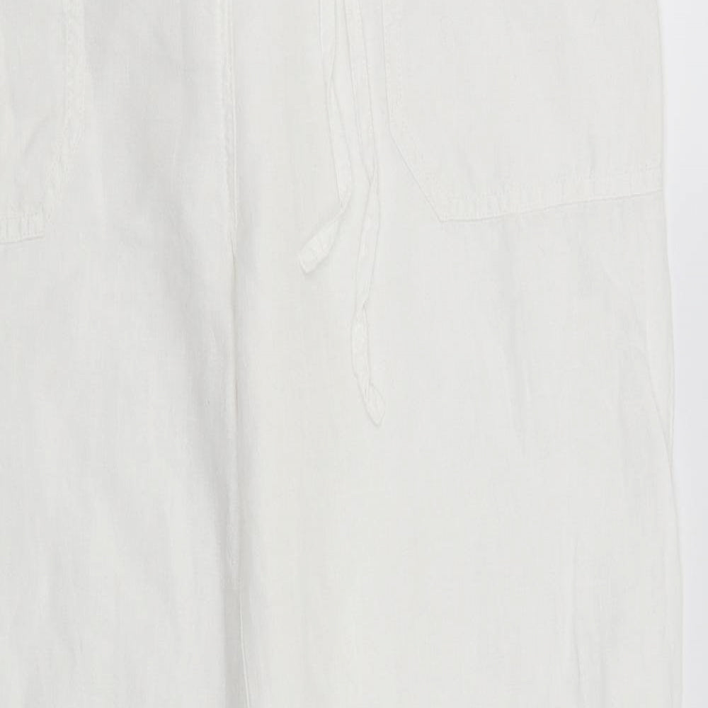 M&S Womens White   Trousers  Size 14 L27 in