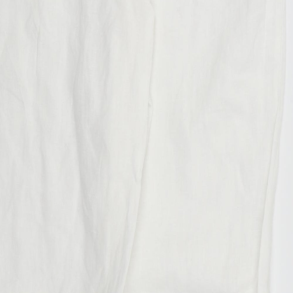M&S Womens White   Trousers  Size 14 L27 in