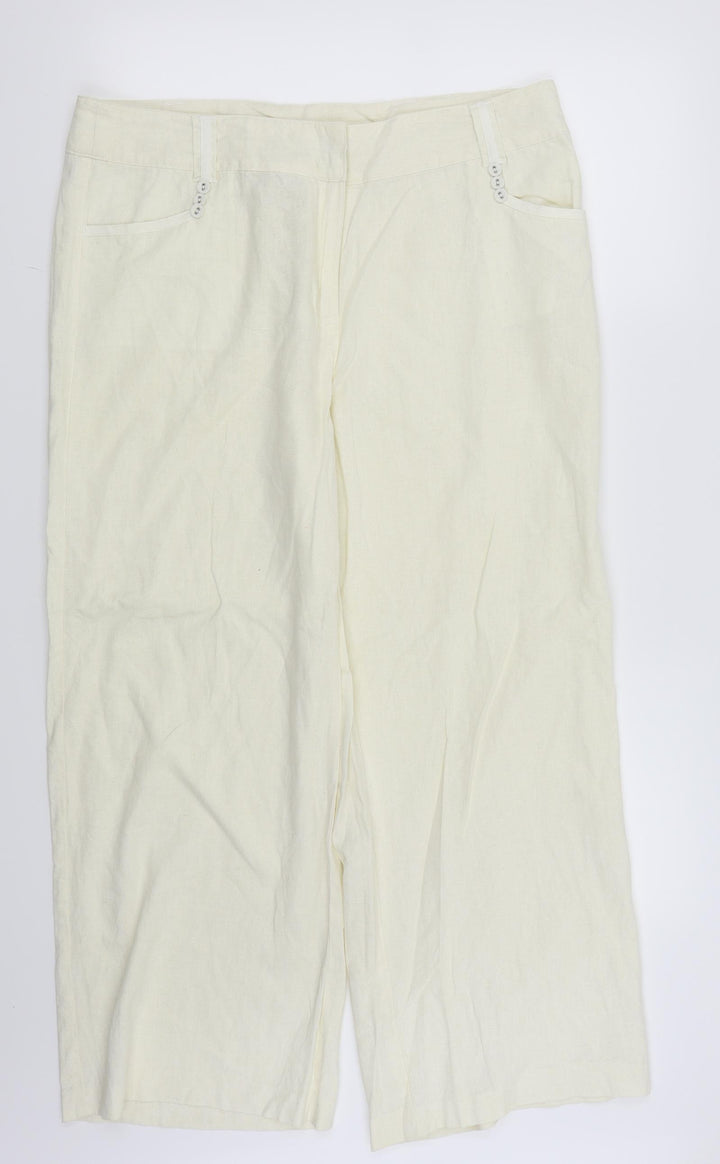 Mia Moda Womens White Trousers Size 18 L26 in