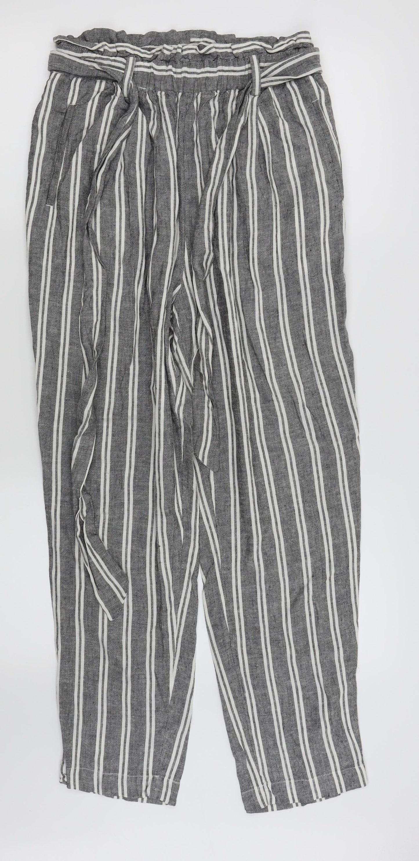 H&M Womens Grey Striped  Trousers  Size 10 L26 in