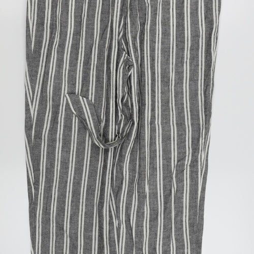 H&M Womens Grey Striped  Trousers  Size 10 L26 in