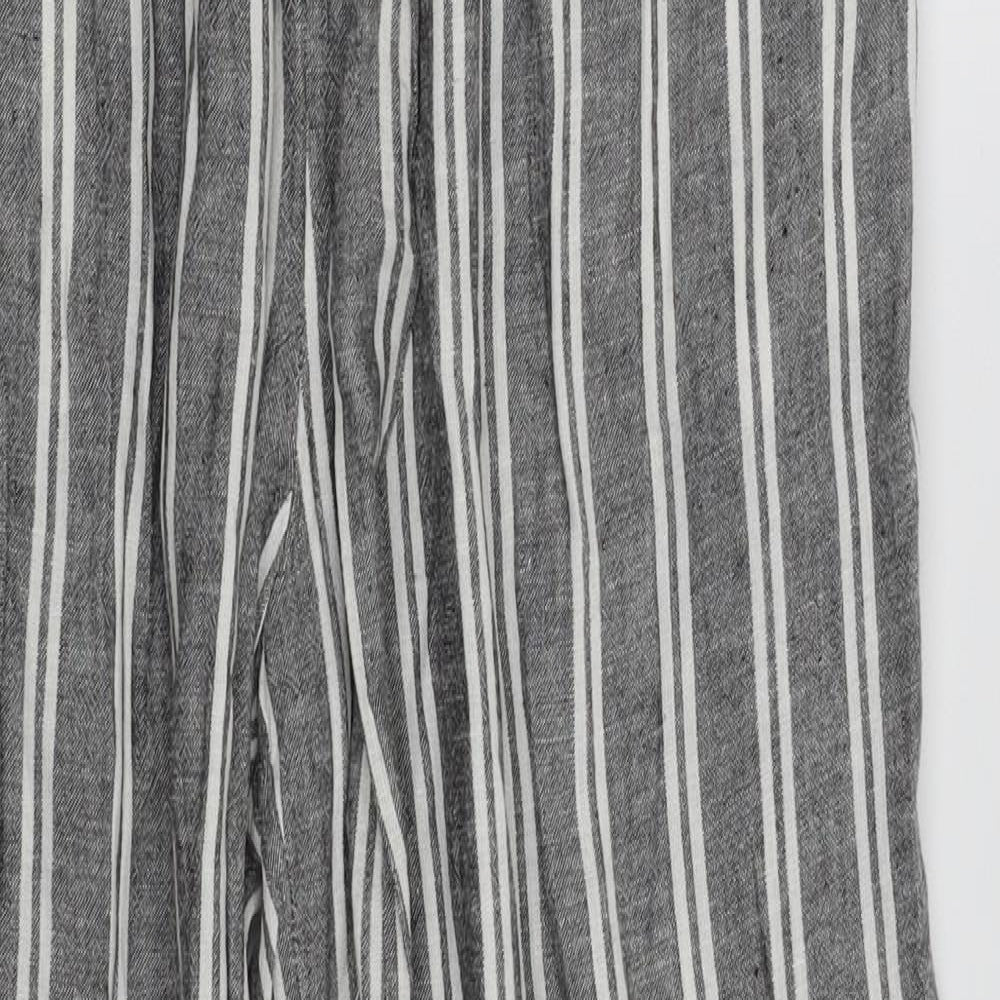 H&M Womens Grey Striped  Trousers  Size 10 L26 in