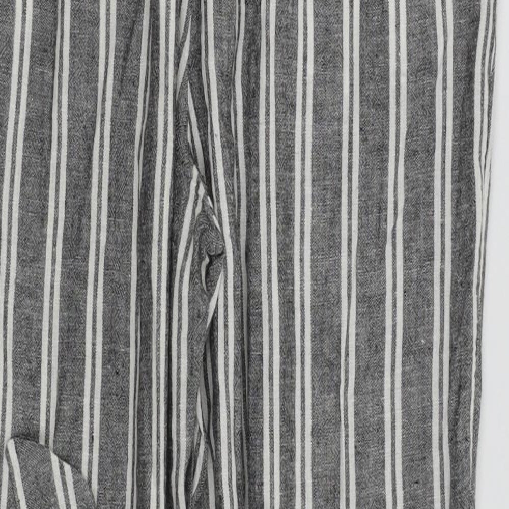 H&M Womens Grey Striped  Trousers  Size 10 L26 in