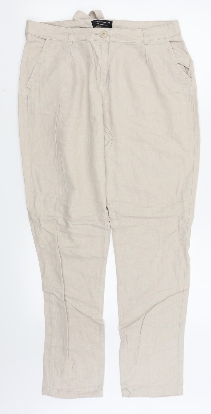 Dorothy Perkins Womens Beige Trousers Size 12 L30 in