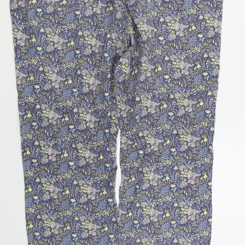 NEXT Womens Blue Floral  Chino Trousers Size 16 L28 in
