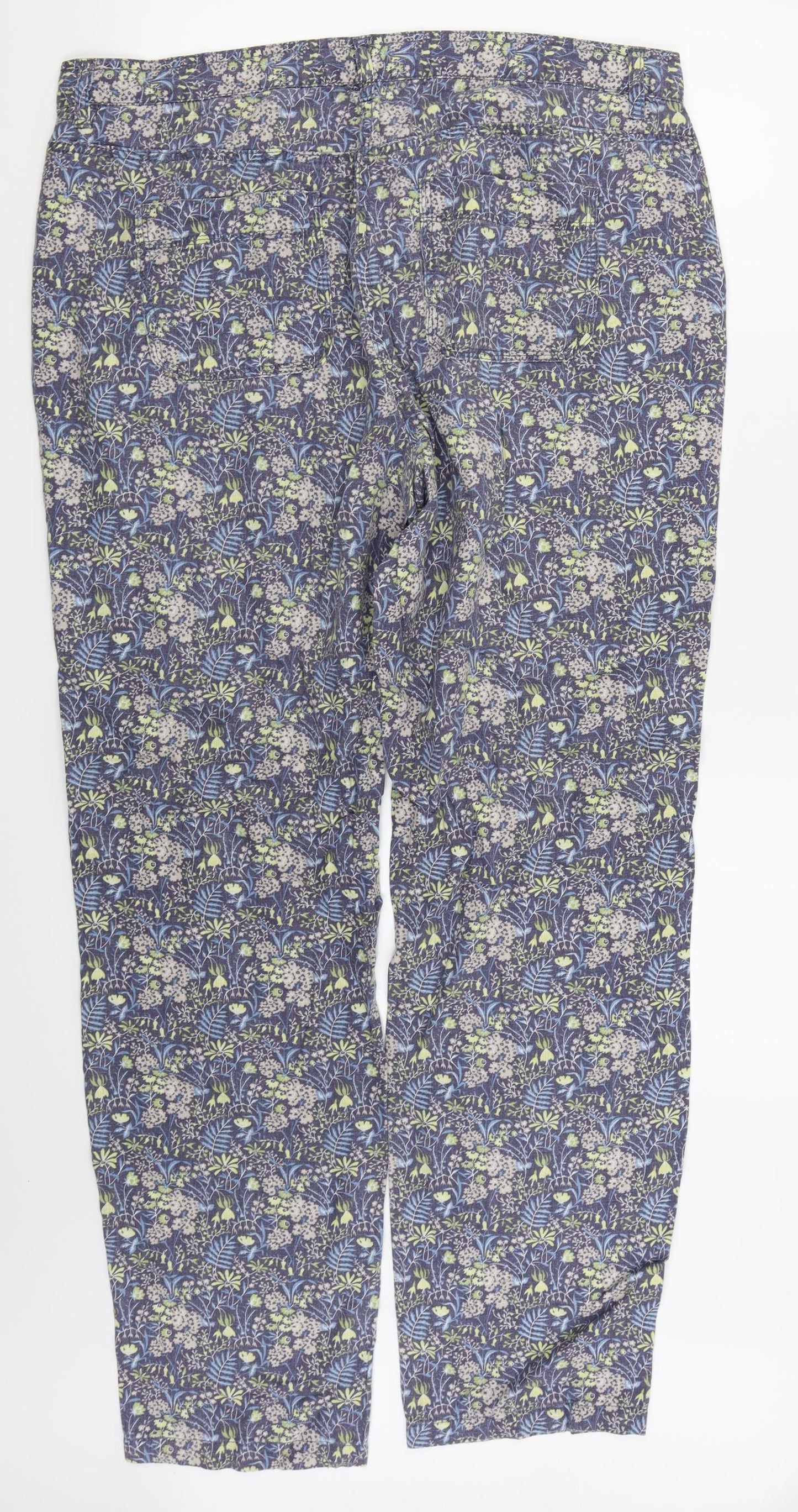 NEXT Womens Blue Floral  Chino Trousers Size 16 L28 in