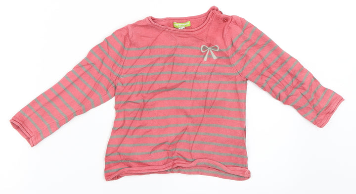 Vertbaudet Girls Pink Striped Pullover Jumper Size 3 Years
