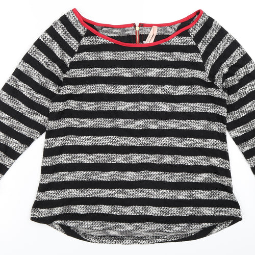 Ally Womens Black Striped  Pullover Jumper Size M