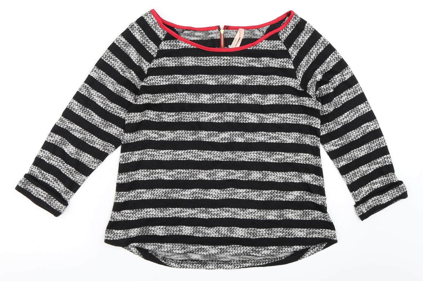 Ally Womens Black Striped  Pullover Jumper Size M