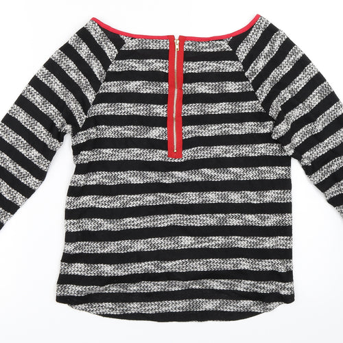 Ally Womens Black Striped  Pullover Jumper Size M