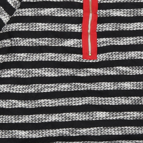 Ally Womens Black Striped  Pullover Jumper Size M