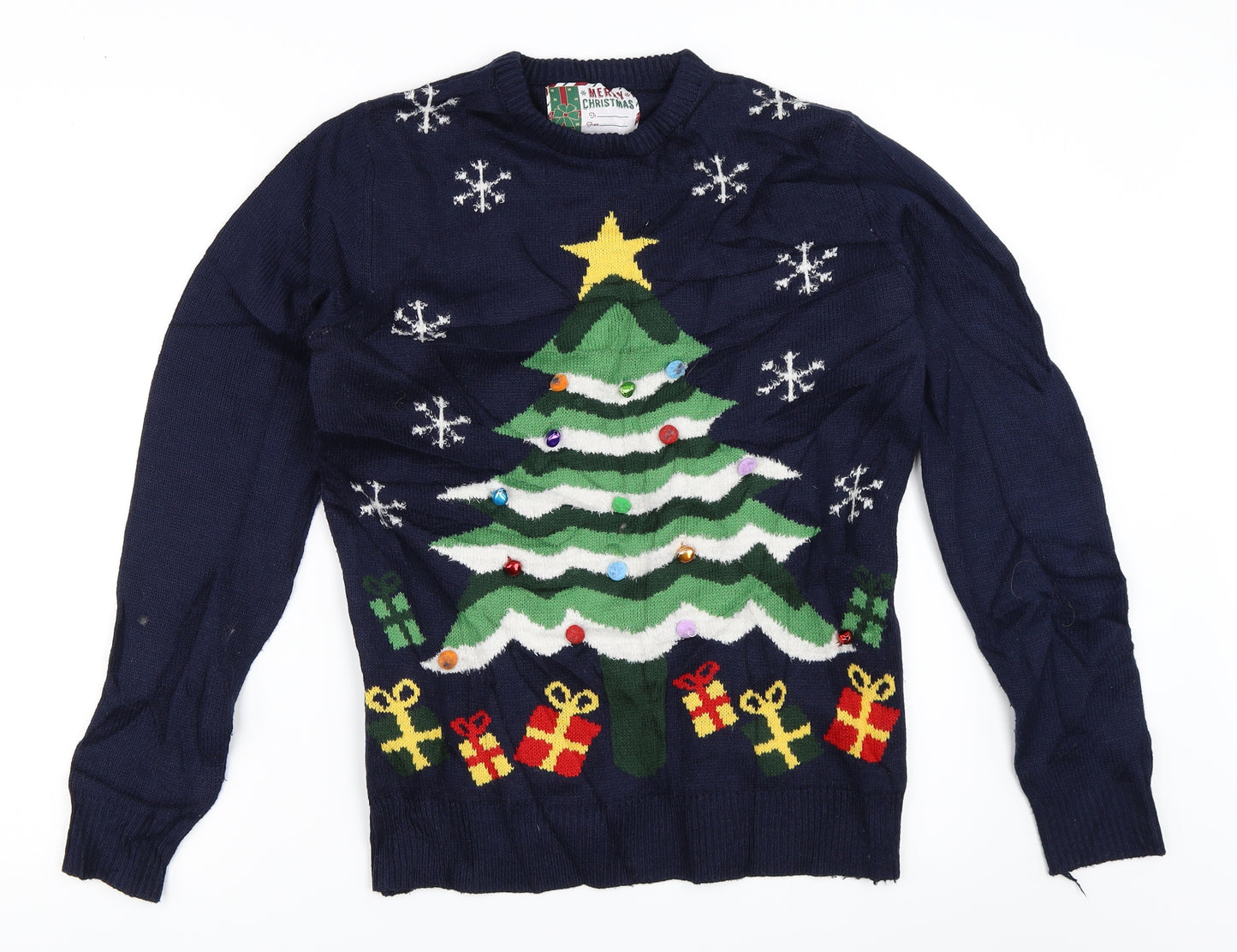 Cedar Wood State Mens Blue   Pullover Jumper Size S  - Christmas Tree