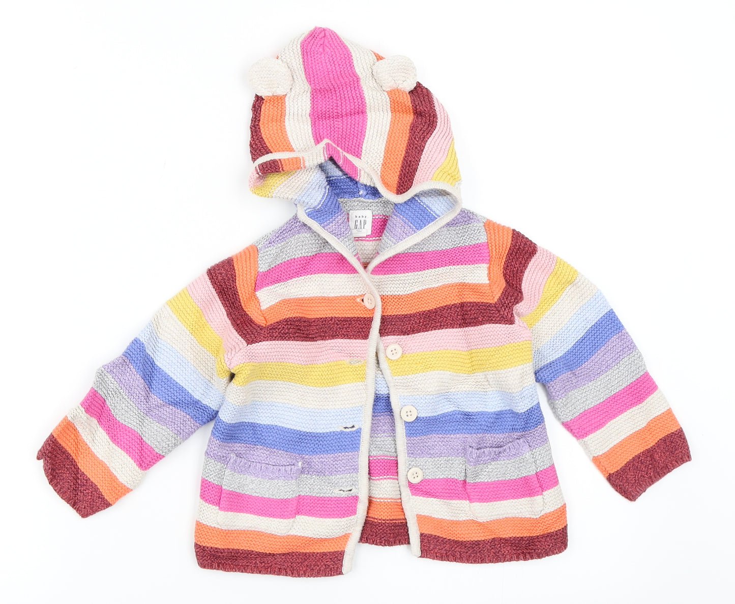 Gap Girls Pink Striped  Cape Jumper Size 12-18 Months