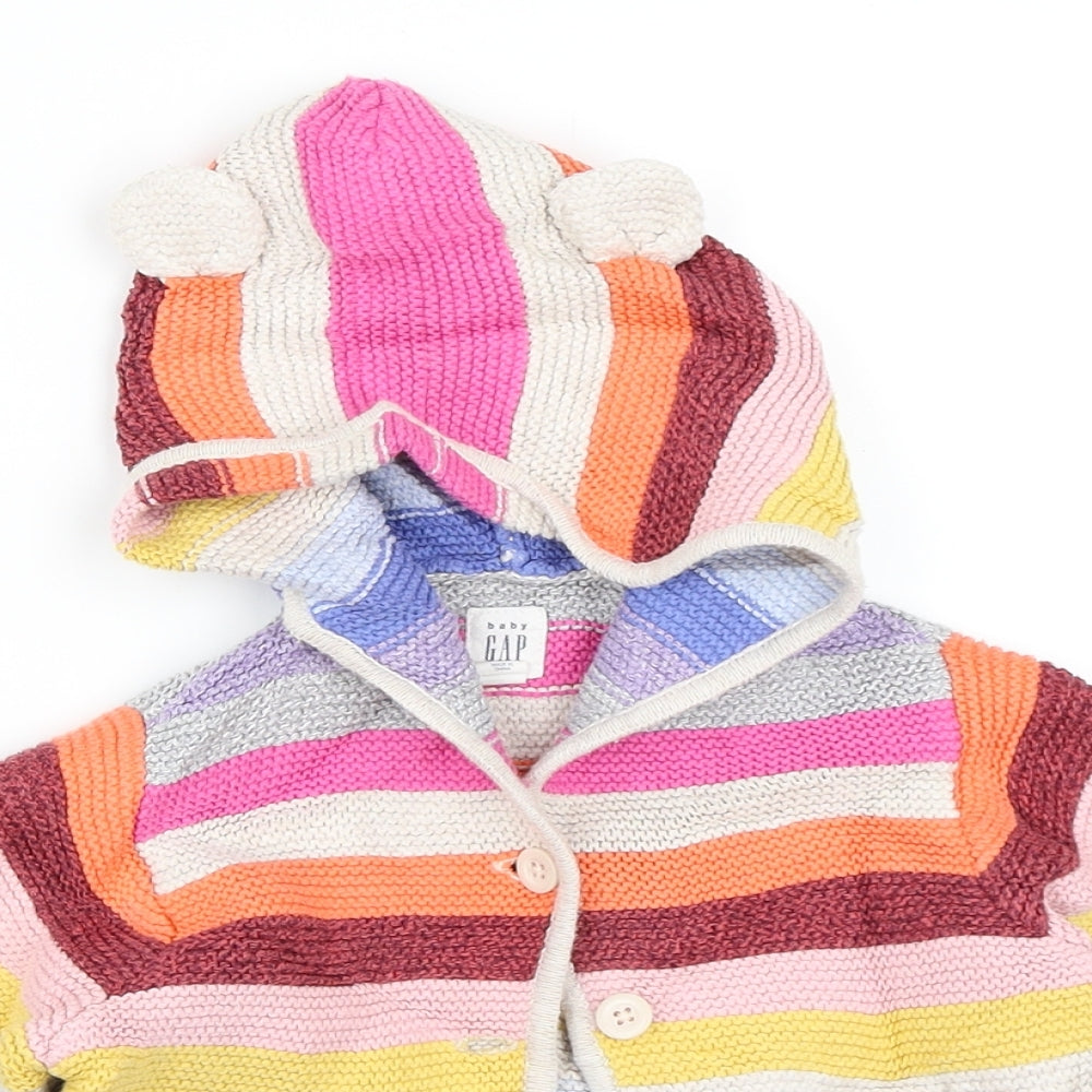 Gap Girls Pink Striped  Cape Jumper Size 12-18 Months