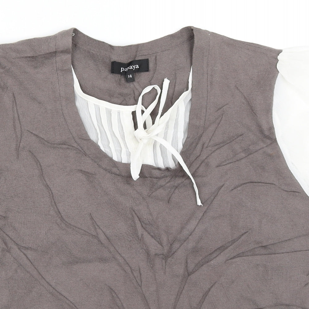 Papaya Womens Grey   Basic Blouse Size 14