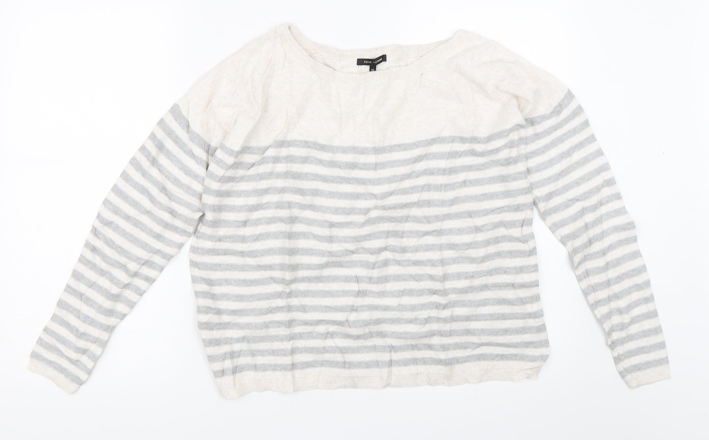 River Island Womens Grey Striped  Pullover Jumper Size 10