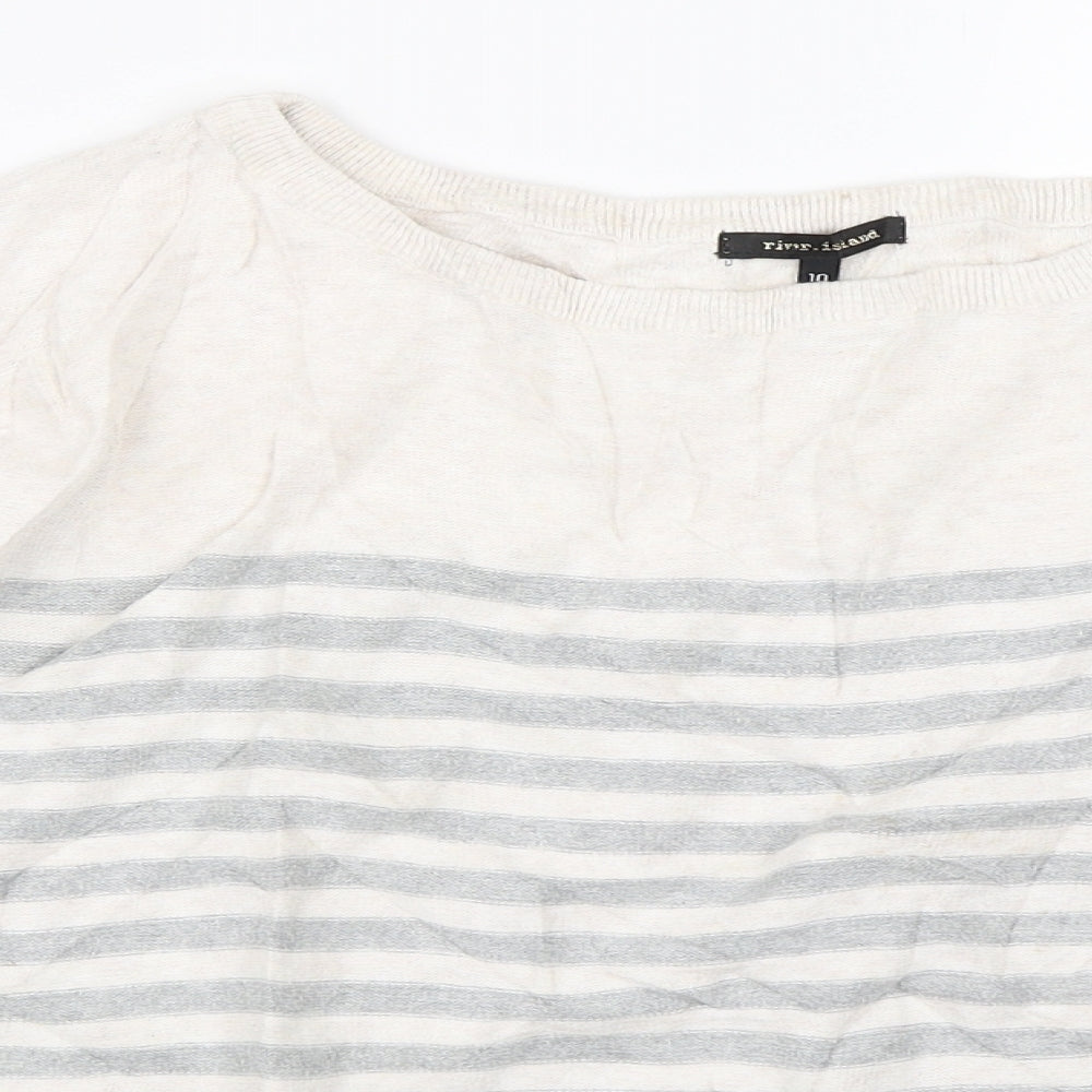 River Island Womens Grey Striped  Pullover Jumper Size 10