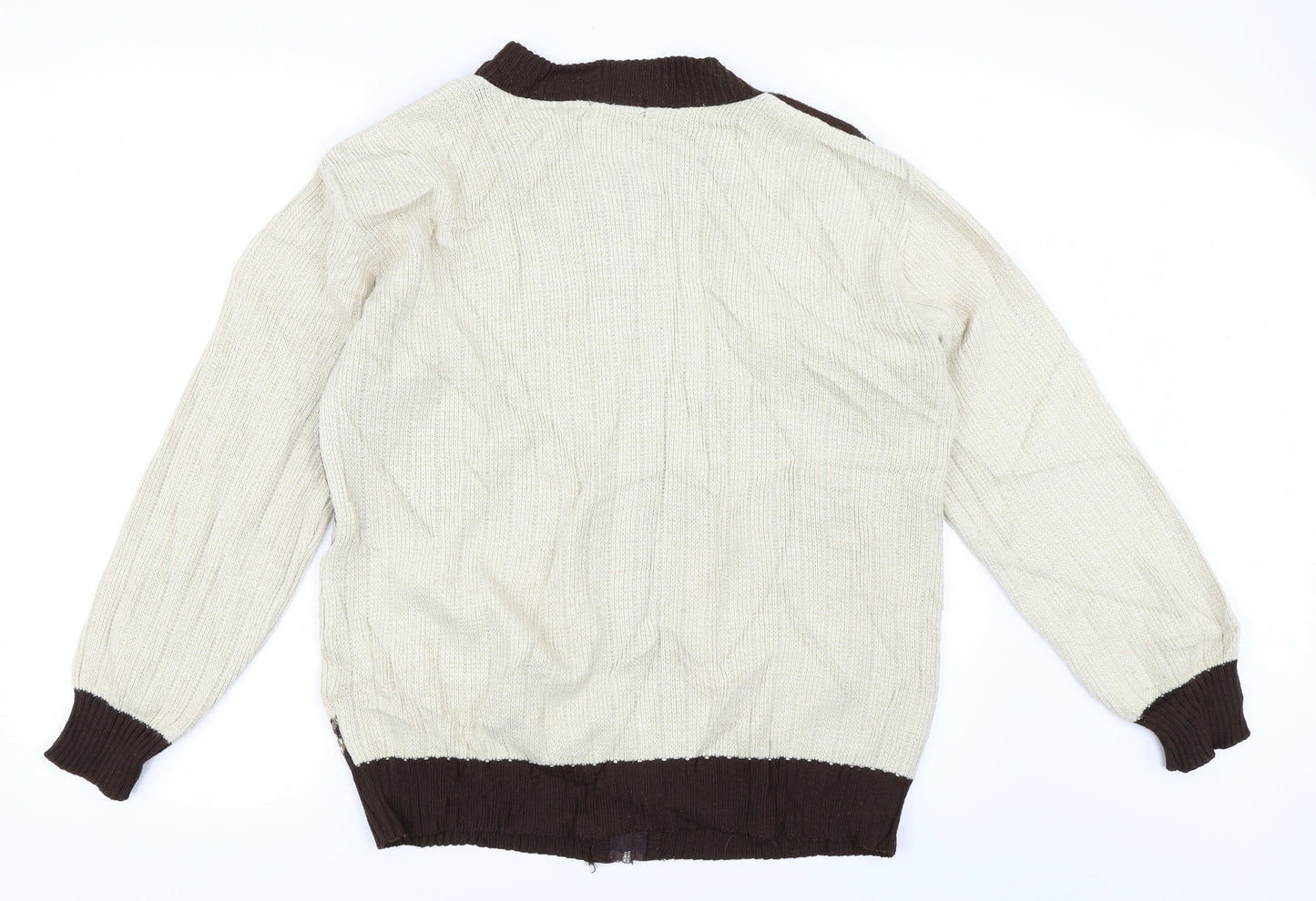 Bellisimo Mens Beige   Full Zip Jumper Size L