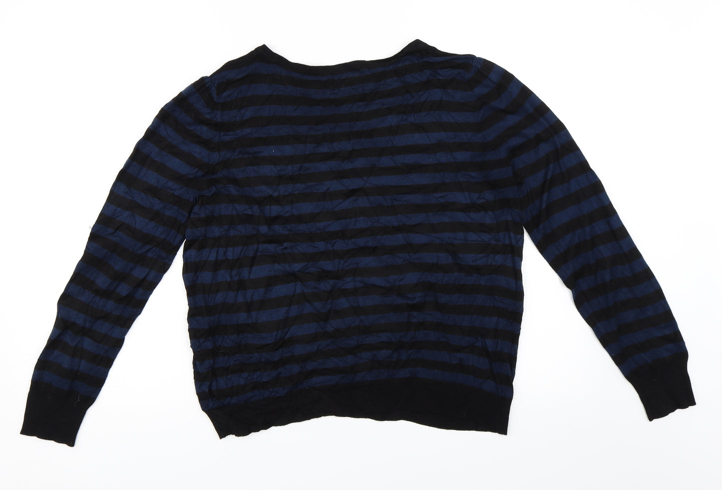 Marks and Spencer Womens Blue Striped  Pullover Jumper Size 16