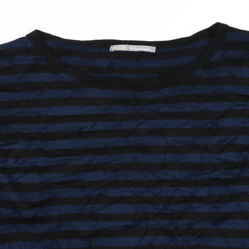 Marks and Spencer Womens Blue Striped  Pullover Jumper Size 16