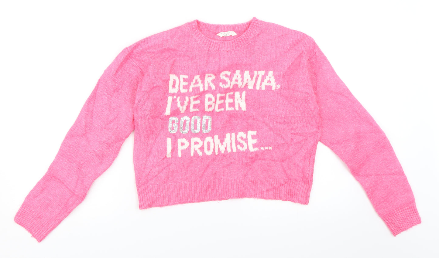Candy Couture Girls Pink   Pullover Jumper Size 13 Years  - santa christmas