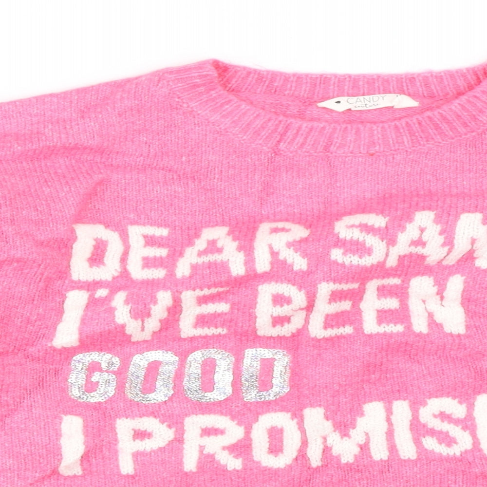 Candy Couture Girls Pink   Pullover Jumper Size 13 Years  - santa christmas