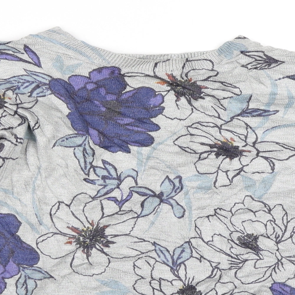 Marks and Spencer Womens Grey Floral  Pullover Jumper Size 12