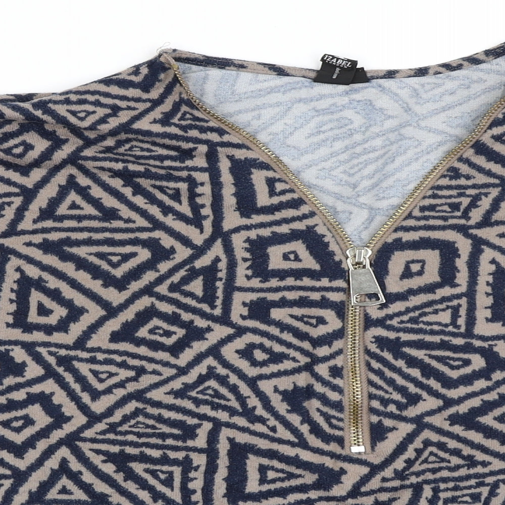 Izabel London Womens Blue Geometric  Pullover Jumper Size 8