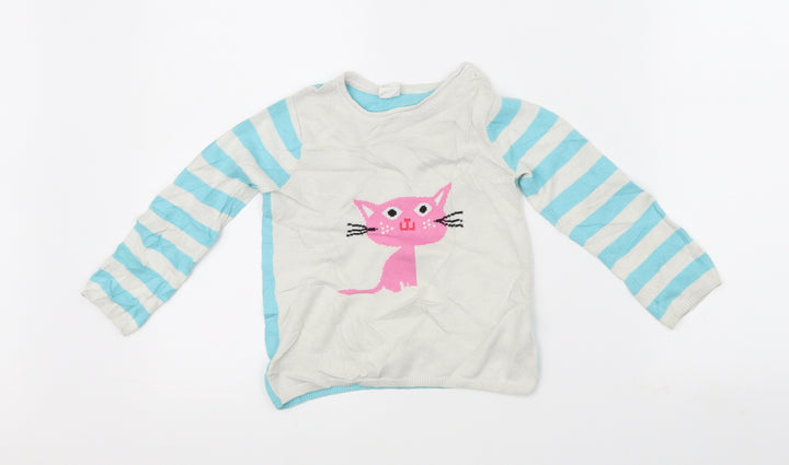 H&M Girls White Spotted Pullover Jumper Size 2 Years