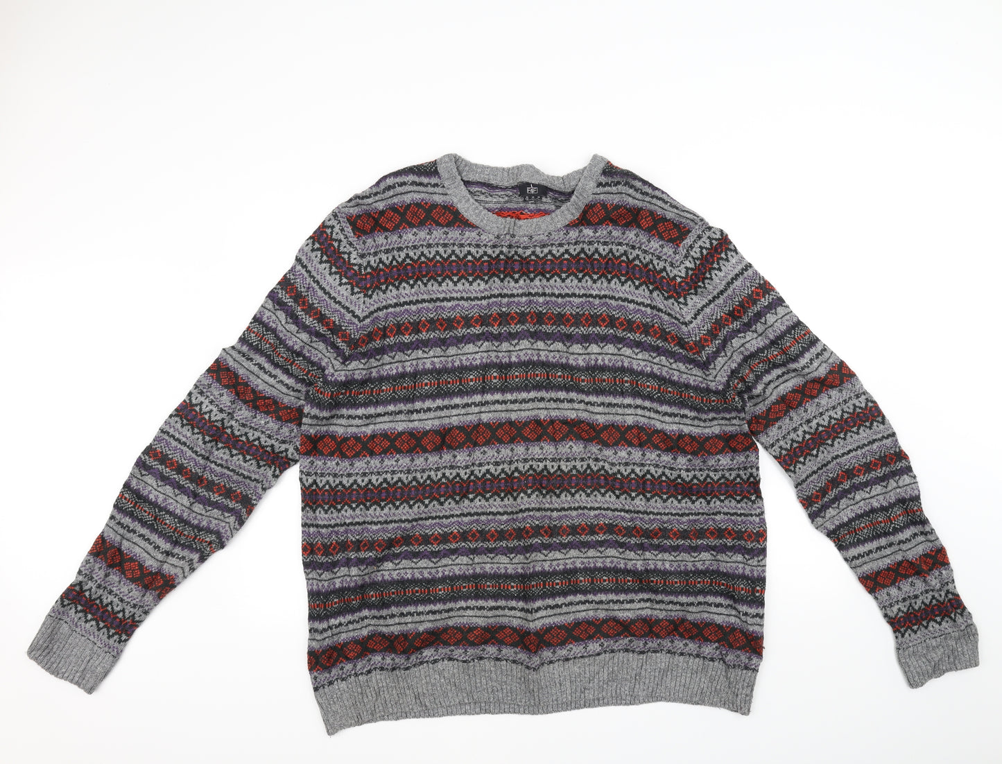 F&F Mens Grey   Henley Jumper Size 2XL