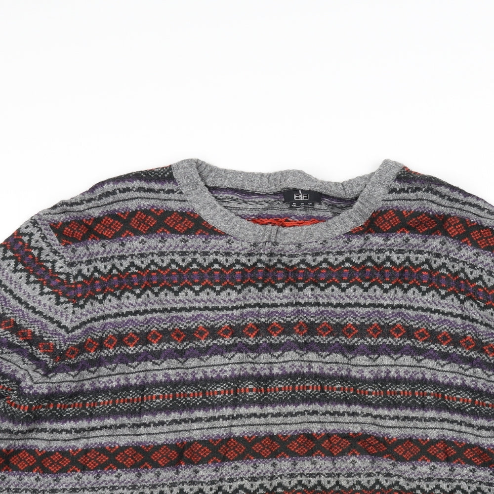 F&F Mens Grey   Henley Jumper Size 2XL