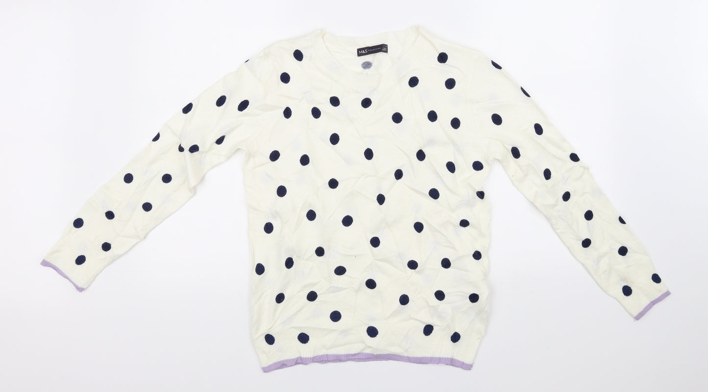 M&S Collection Womens Yellow   Pullover Jumper Size 8  - spotted