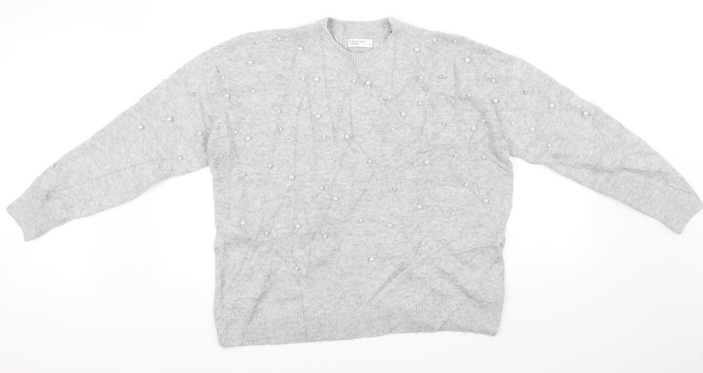Papaya Womens Grey   Pullover Jumper Size M