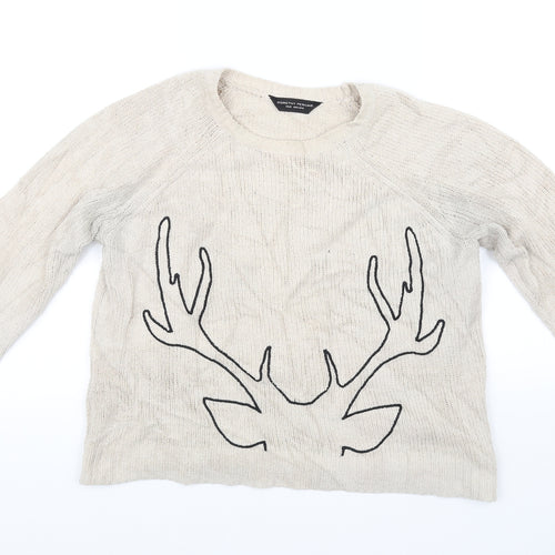 Dorothy Perkins Womens Beige   Pullover Jumper Size 12  - antlers
