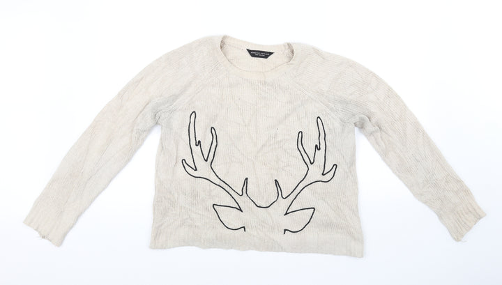 Dorothy Perkins Womens Beige   Pullover Jumper Size 12  - antlers