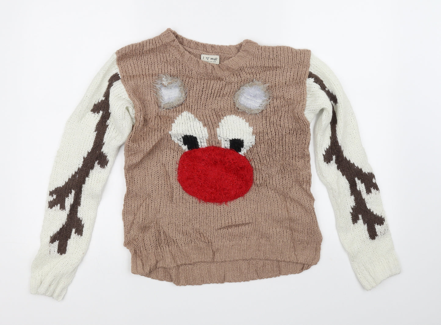 NEXT Girls Brown   Pullover Jumper Size 11 Years  - Raindeer