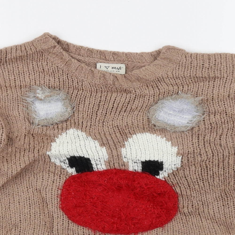 NEXT Girls Brown   Pullover Jumper Size 11 Years  - Raindeer