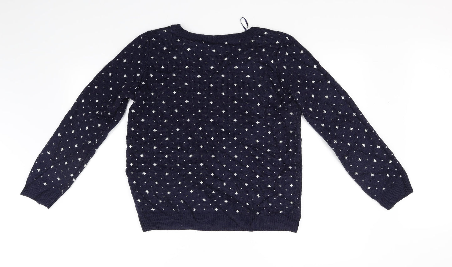 Dorothy Perkins Womens Blue Houndstooth  Pullover Jumper Size 10  - CHRISTMAS
